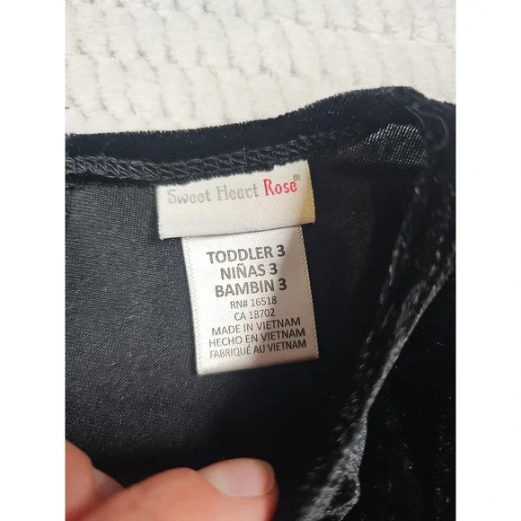 Sweet Heart Rose Dress Girls Size 3 Velvety Top Rhinestone Waist - Picture 4 of 6